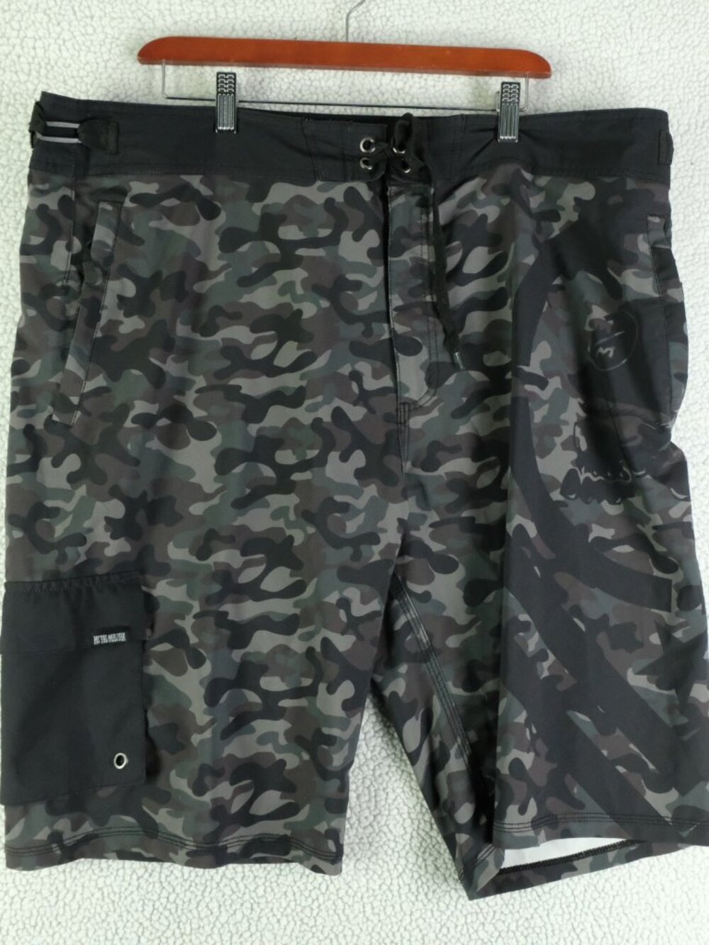 Metal Mulisha Board Shorts Mens 40 Green Camo Drawstring Cargo Adjustable